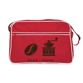 BEAN . GRIND . COFFEE . KAFFEE - Retro Tasche - Rot/Weiß - Vorne