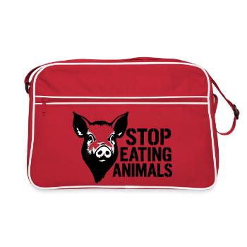 Arrête de manger des animaux, cochon - Sac Retro - rouge/blanc - Devant