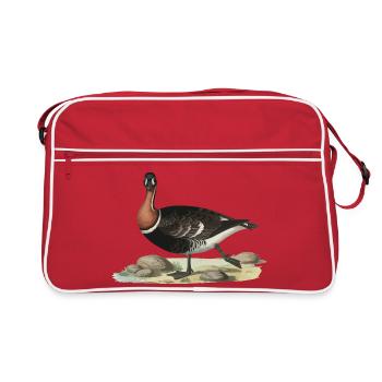 Vintage Red-breasted Goose Art, Wild Animals - Retro Bag - red/white - Front