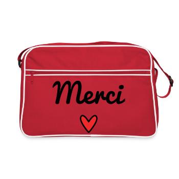 MERCI. THANKS. THANK YOU. ANNIVERSAIRE. NAISSANCE. - Sac Retro - rouge/blanc - Devant
