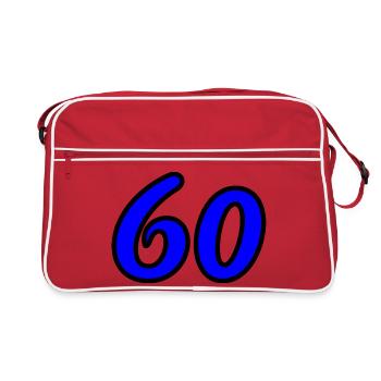60. 60 YEARS. 60th ANNIVERSARY. 60TH BIRTHDAY. - Retro Bag - red/white - Front