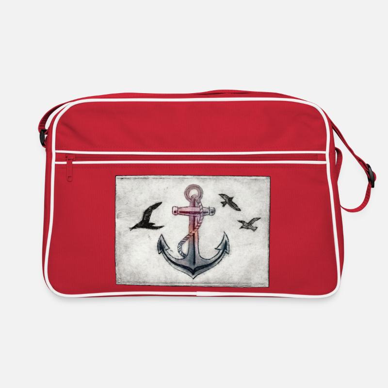 Anchor with Seagulls - Hand Carved Printable Retro Bag