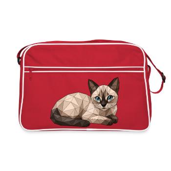 Findus Chat Géométrique aux Yeux Bleus - Sac Retro - rouge/blanc - Devant