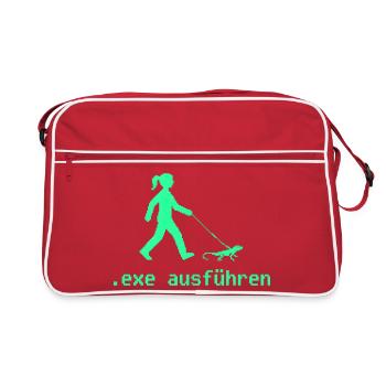 exe ausführen Sys ADMIN Systemadministrator Nerd - Retro Tasche - Rot/Weiß - Vorne