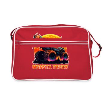 Großer böser Monstertruck - Retro Tasche - Rot/Weiß - Vorne