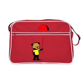 Ein Bär mit Ballon - Retro Tasche - Rot/Weiß - Vorne