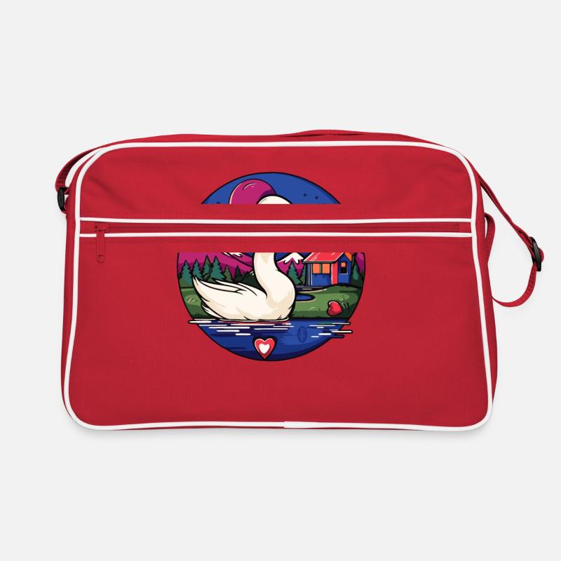 Schwimmen am See: Ein Cartoon Schwan Vogel Retro Tasche