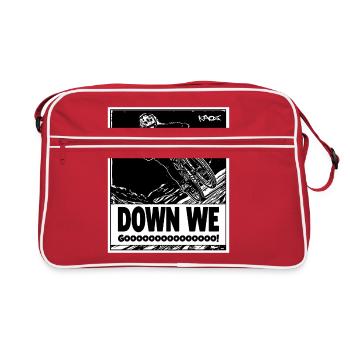 Abwärts geht es: Downhill mountain bike - Retro Tasche - Rot/Weiß - Vorne