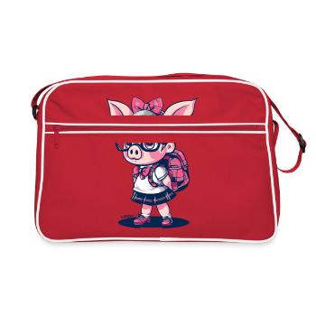 Retour à l’école : Nerd Écolière Cochon - Sac Retro - rouge/blanc - Devant