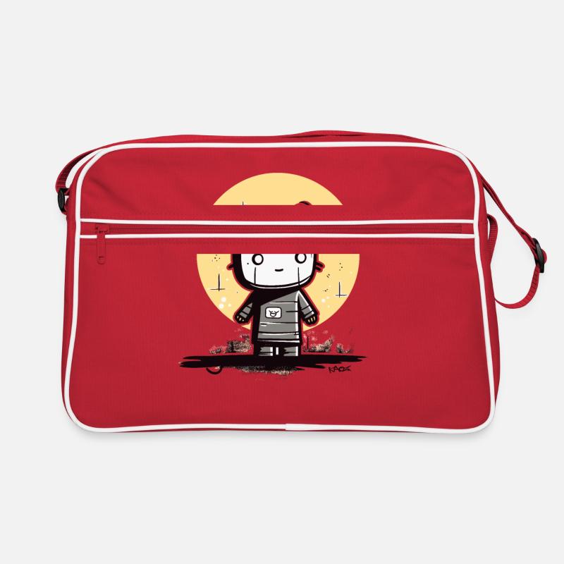 Le chat de lune de dessin animé abstrait Sac Retro