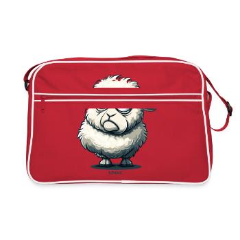 Ein genervtes Cartoon-Schaf - Retro Tasche - Rot/Weiß - Vorne
