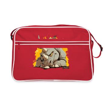 Rhinocéros de dessin animé super fou - Sac Retro - rouge/blanc - Devant