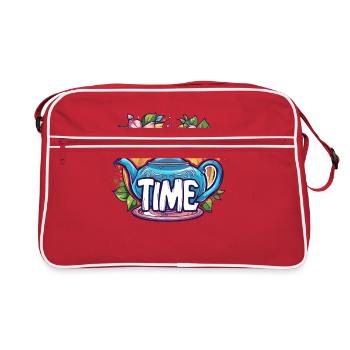 Cette théière dit que c'est l'heure du thé - Sac Retro - rouge/blanc - Devant