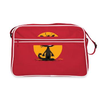 Chat de dessin animé drôle - Sac Retro - rouge/blanc - Devant