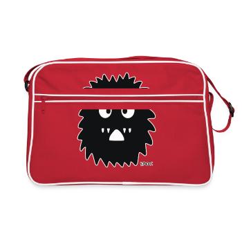 Black, funny and cute monster - Retro Bag - red/white - Front