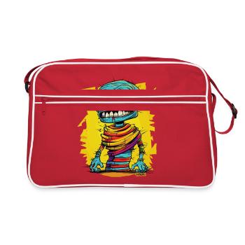 Momie zombie de dessin animé gaie et colorée - Sac Retro - rouge/blanc - Devant