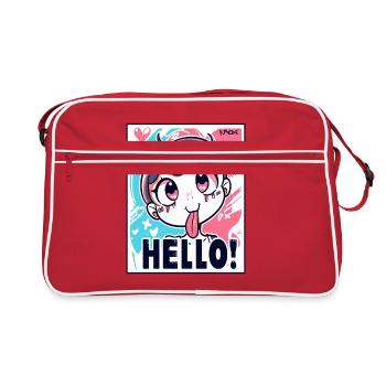Naughty Anime Girl Says Hello - Retro Bag - red/white - Front