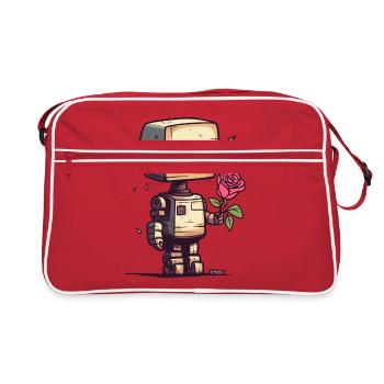 Petit robot avec une rose - Sac Retro - rouge/blanc - Devant