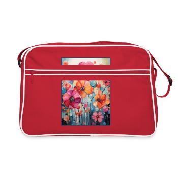 Colorful flowers on a flower meadow - Retro Bag - red/white - Front
