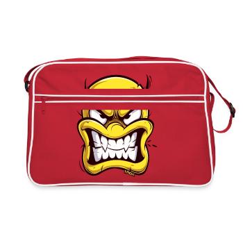 Visage de dessin animé en colère - Sac Retro - rouge/blanc - Devant