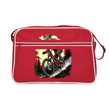 Mountain Bike Riding Wild Boar Boar Sow Pig - Retro Bag - red/white - Front