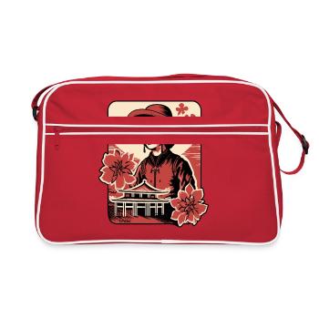 Asian Flowers: Portrait of an Asian Peasant - Retro Bag - red/white - Front