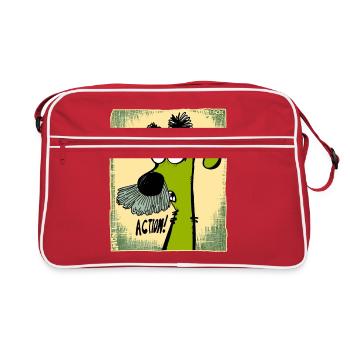 Chien directeur fou et drôle en action - Sac Retro - rouge/blanc - Devant