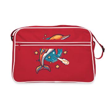 Super funky funky dolphin outer space - Retro Bag - red/white - Front