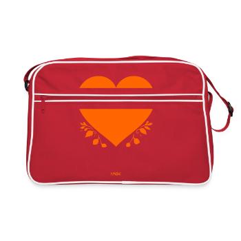 Das orangefarbene Herz - Retro Tasche - Rot/Weiß - Vorne