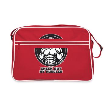 Bodybuilding Gym : Vérification musculaire - Sac Retro - rouge/blanc - Devant