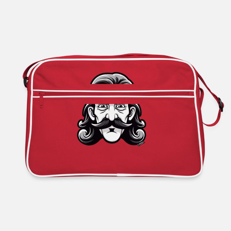 Schnurrbart Mann mit Nacken-Matte Vokuhila Retro Tasche