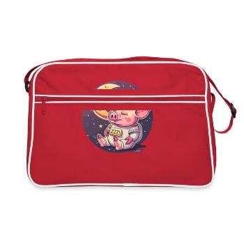 Cochon endormi sur la lune - Sac Retro - rouge/blanc - Devant