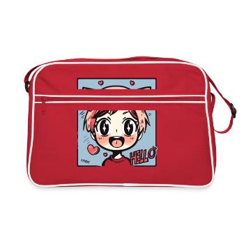 Cute Fox Anime Kid : Bonjour ! - Sac Retro - rouge/blanc - Devant