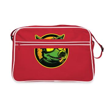 Green Cool Pig: All Poop - Retro Bag - red/white - Front