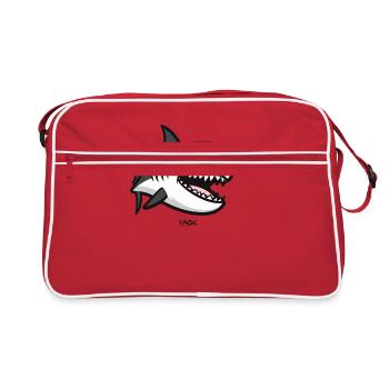 Funny, silly shark - Retro Bag - red/white - Front