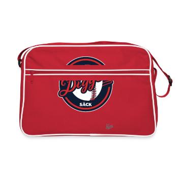 Lustig Baseball-Logo Dicker Sack: Team Diggen Säck - Retro Tasche - Rot/Weiß - Vorne