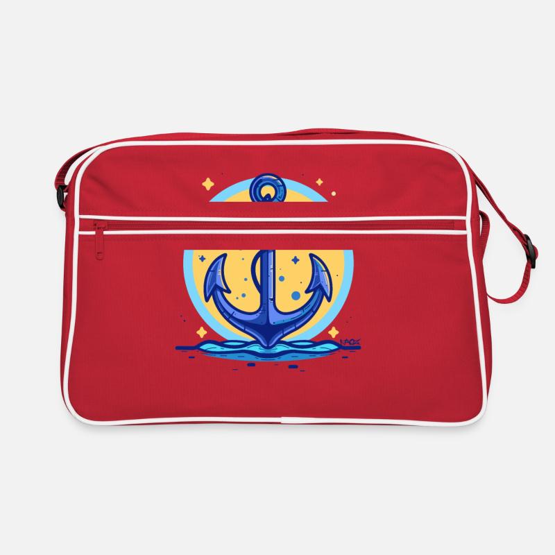 Blauer Schiffsanker, Symbol Schiff Anker Retro Tasche