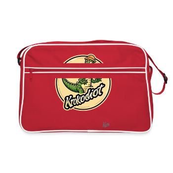 Lustiger Alligator: Kroko-Idiot - Retro Tasche - Rot/Weiß - Vorne