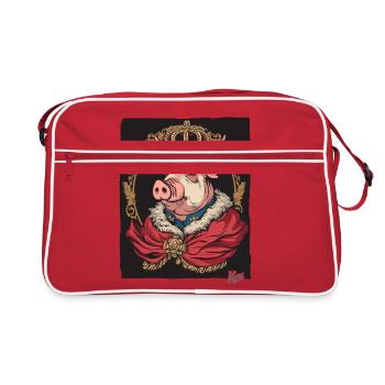 Der Schwein-König der Schweine - Retro Tasche - Rot/Weiß - Vorne