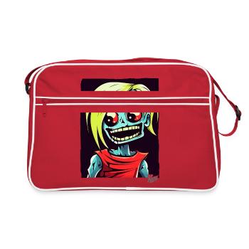 Dessin animé crâne Zombie Spinner - Sac Retro - rouge/blanc - Devant