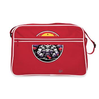 Space astronaut: skull nature and hearts - Retro Bag - red/white - Front
