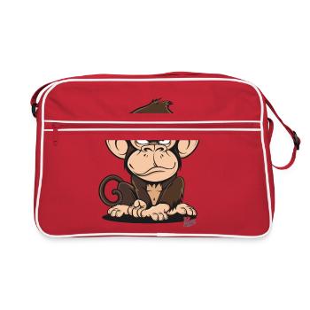 Singe de dessin animé effrayant intelligent - Sac Retro - rouge/blanc - Devant