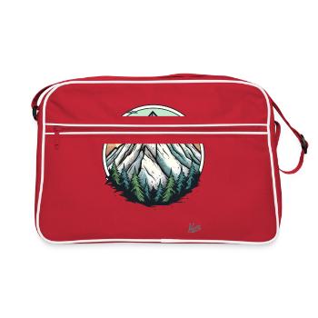 La nature avec les arbres et la montagne - Sac Retro - rouge/blanc - Devant