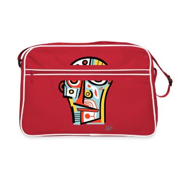 Cubisme abstrait : la tête et le visage - Sac Retro - rouge/blanc - Devant