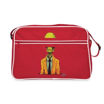 Der Alien-Zombie-Workaholic - Retro Tasche - Rot/Weiß - Vorne