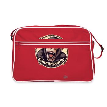 Scolding Rumin : Le singe chimpanzé grondant - Sac Retro - rouge/blanc - Devant