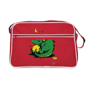 Tired, Sweet Sleep Dragon Under Moon And Stars - Retro Bag - red/white - Front