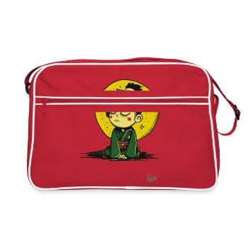 Sleepy and tired little cartoon girl - Retro Bag - red/white - Front