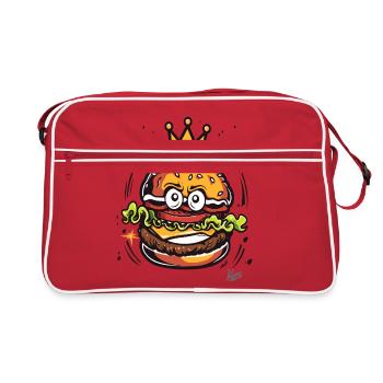 King avec un hamburger à la couronne - Sac Retro - rouge/blanc - Devant