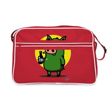 Drinking and Smoking Grunt: The Evil Piggy Boy - Retro Bag - red/white - Front